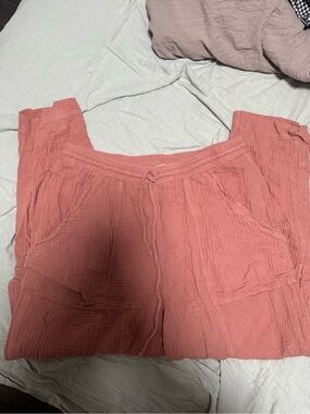 Textured Cotton Lounge Pants - Dusty Rose